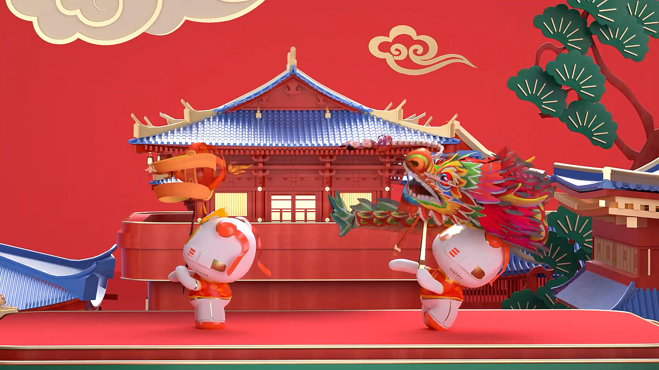 新年舞龙视频三维动效临摹练习