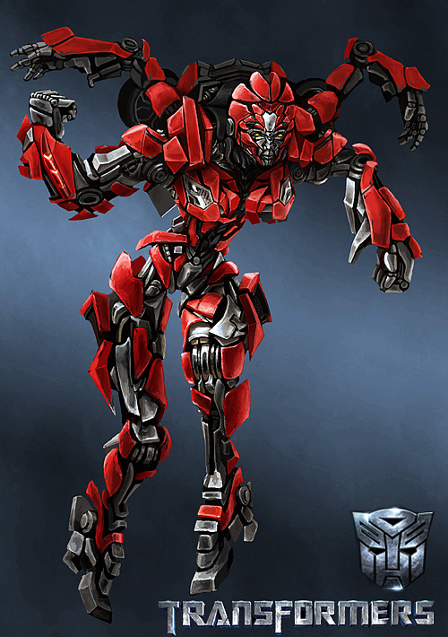 这是一个特征具有4只手臂的女性变形金刚角色,我给他起名红色风暴