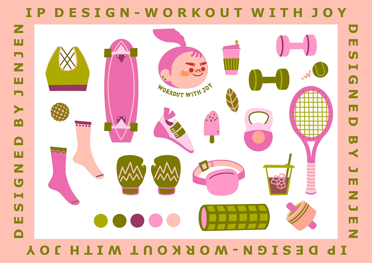 原创IP | 运动女孩IP | Workout with Joy（图ZMzE4NjMwNzM2） - IP形象 - 站酷设计师JenZ原创素材 - 站酷ZCOOL