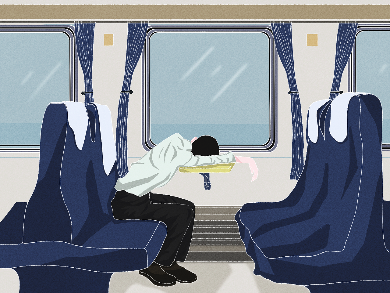 火车上的人生百态|插画|商业插画|白老七七 - 原创作品 - 站酷 (zcool