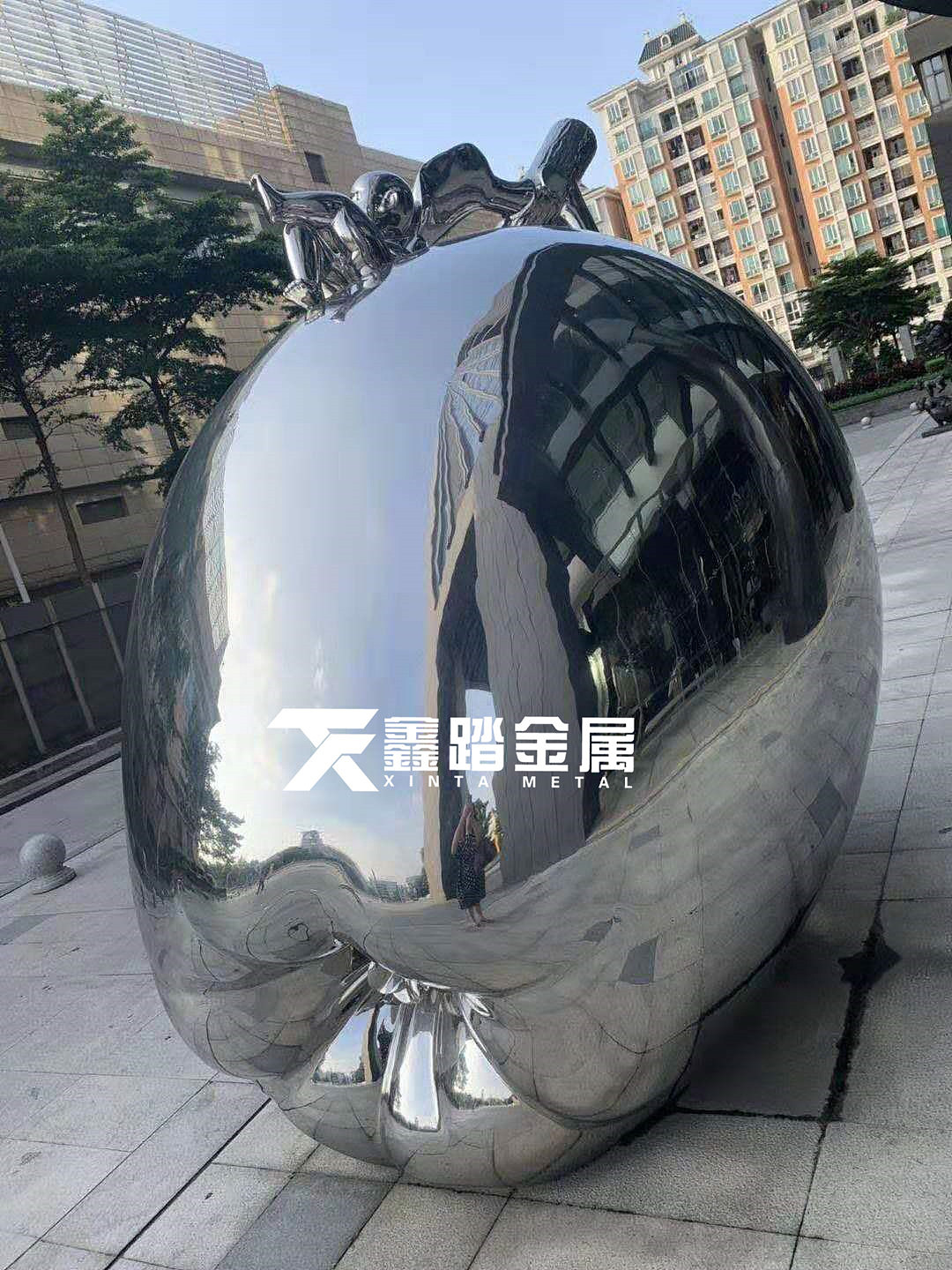 不锈钢仿真水果雕塑 苹果雕塑 公园展示区景观小品雕塑
