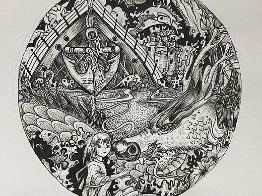 千与千寻手绘插画