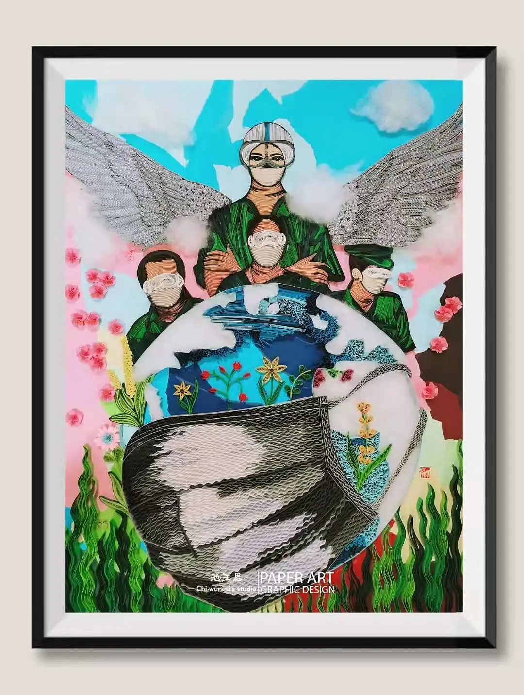 衍纸作品:《守卫者》 地球上原本缤纷的城市 br>除了需要一层防护 br>