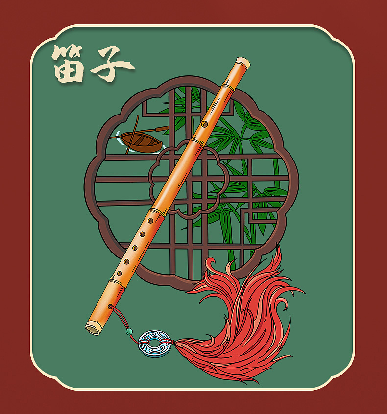 国潮丝竹乐器传统乐器手绘插画|插画|商业插画|佟臻 - 原创作品