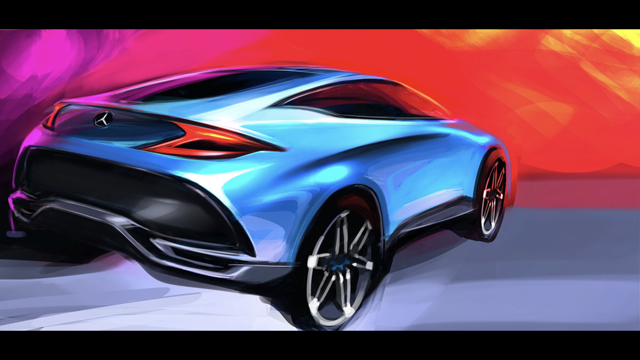 手绘奔驰suv效果图