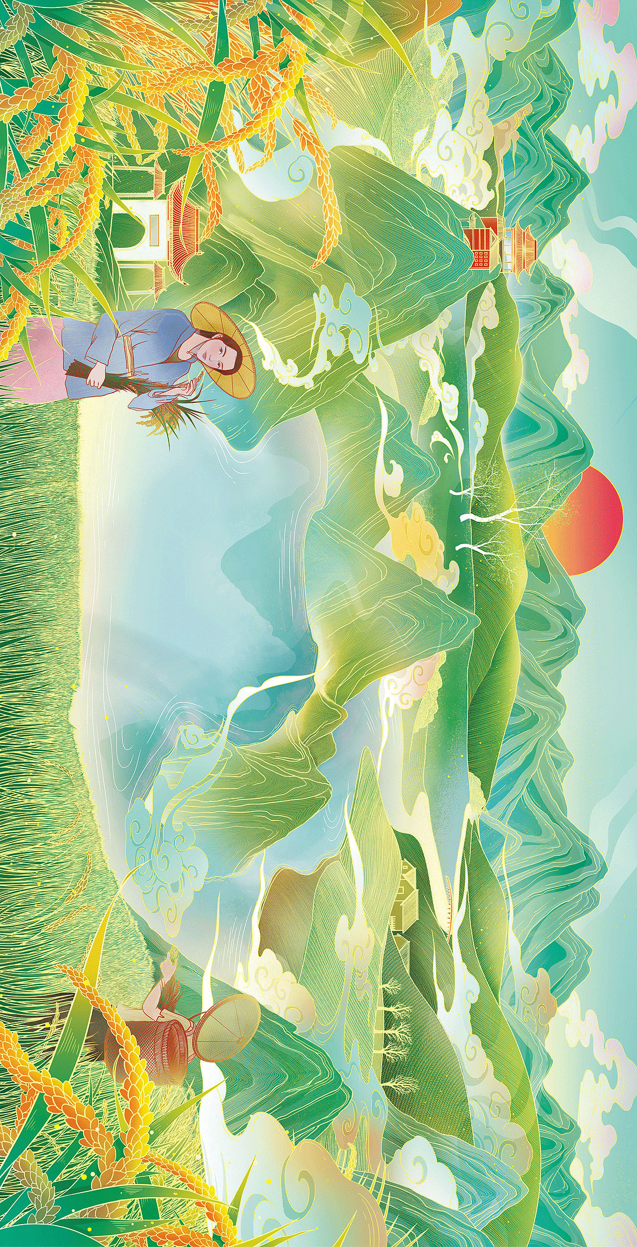 24节气 —— 芒种|土道家 瓦仓大米|插画|商业插画|卓君梵_原创作品