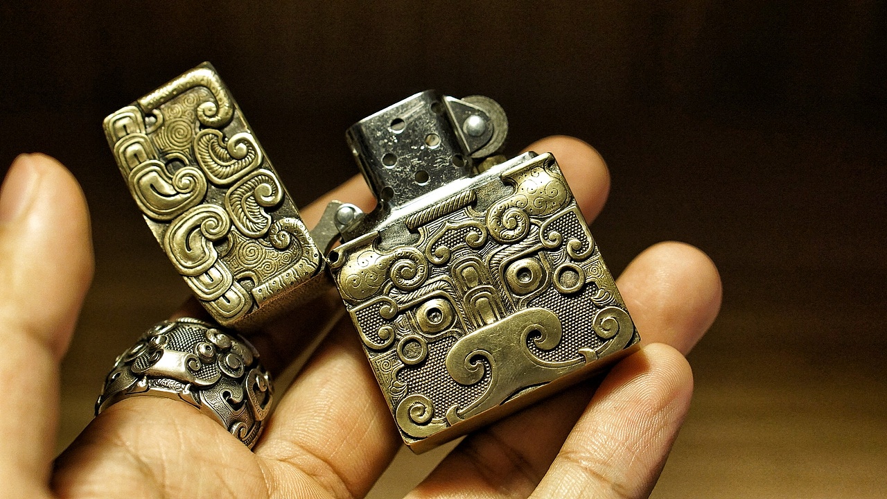 饕餮兽面纹纯铜zippo打火机