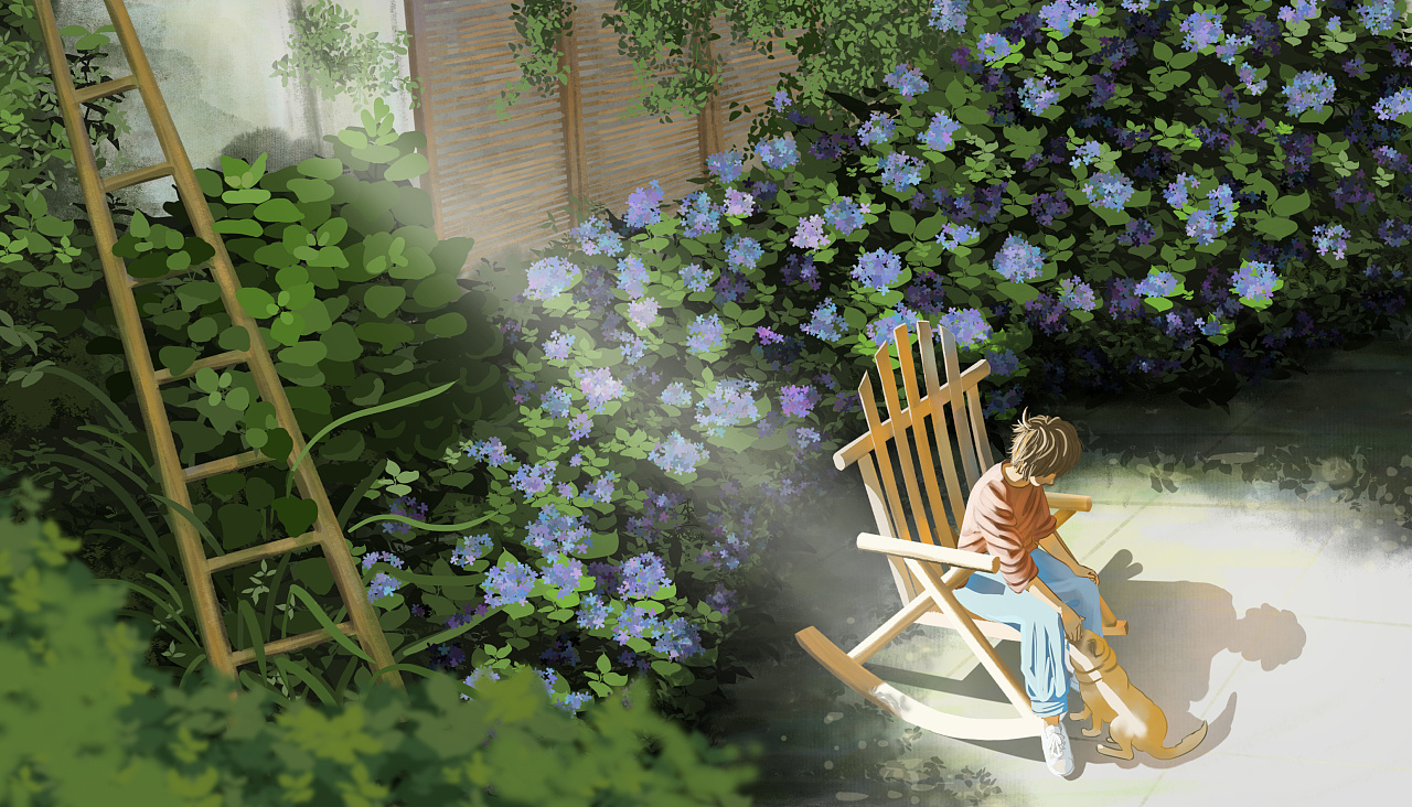 午后小院|插画|创作习作|z41455358 - 原创作品 - 站酷 (zcool)