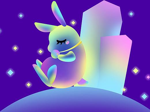 插画临摹-发光的兔子