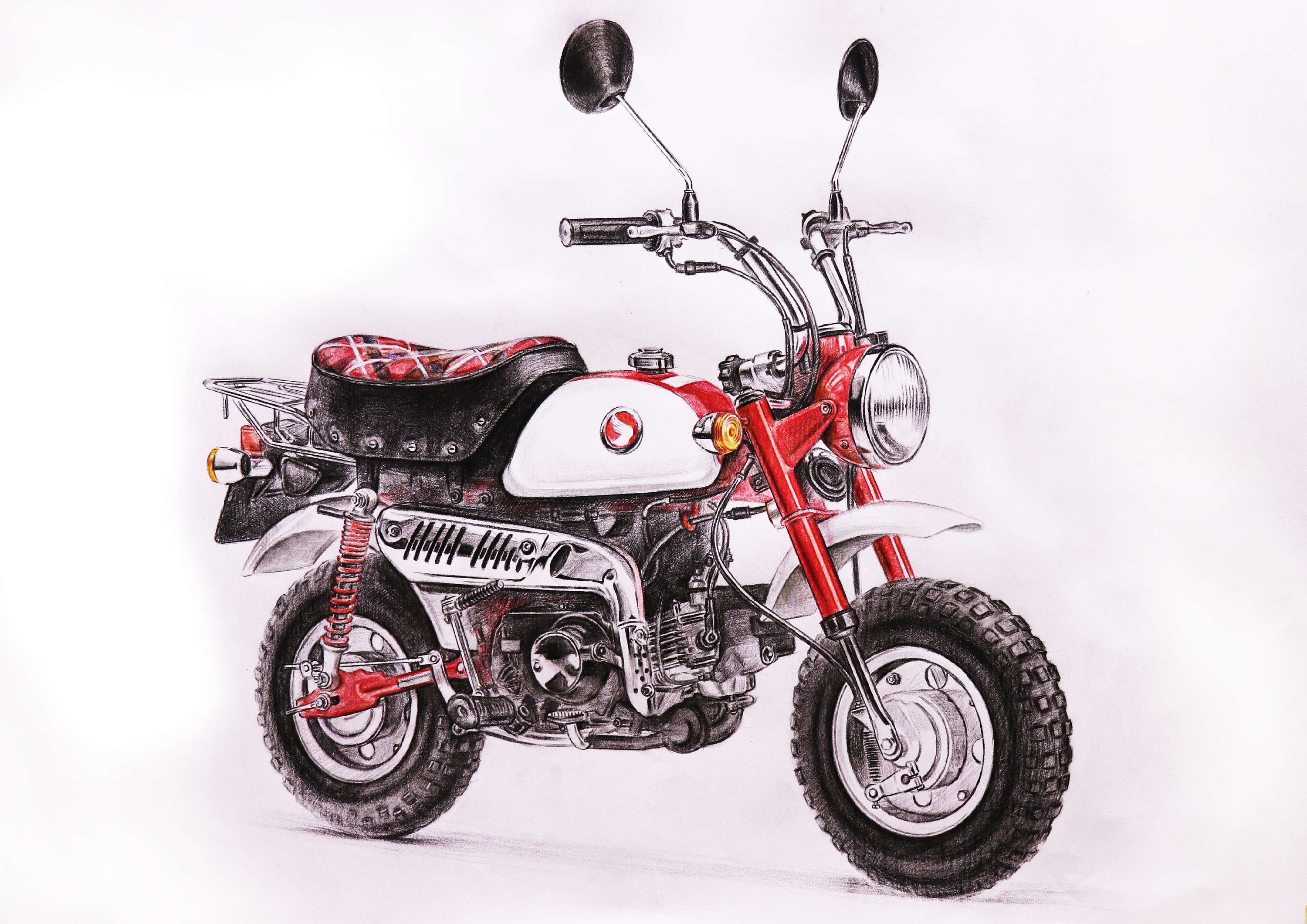 纸上彩铅--《本田monkey》绘画过程