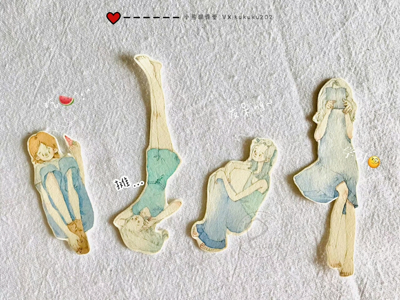 水彩手绘水彩教程卡通插画水彩少女头像壁纸手帐素材