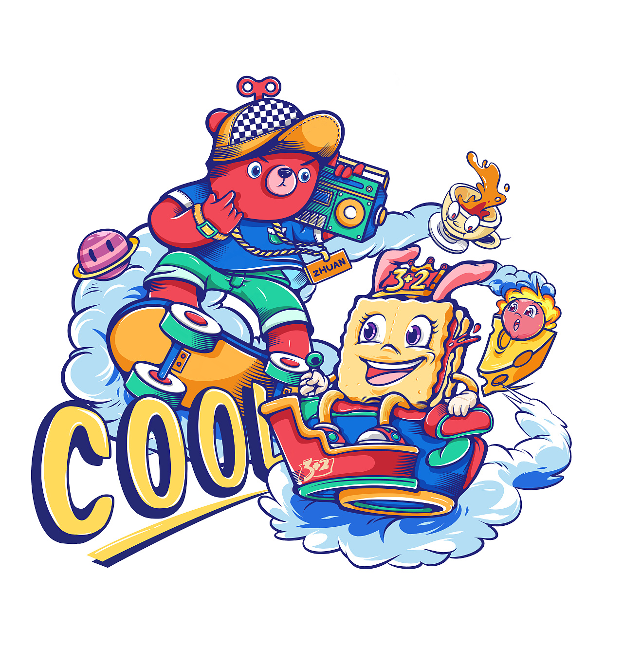 转转x康师傅 联名能量包插画