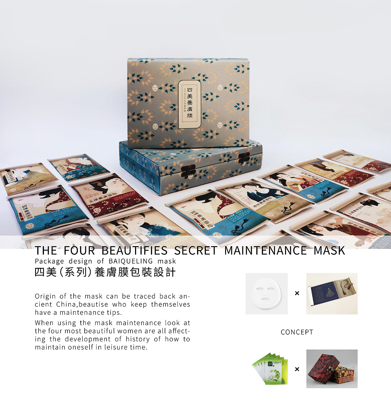 四大美女系列面膜包裝（图ZMTc1MjQ4NjE2） - 包装 - 站酷设计师括号二两原创素材 - 站酷ZCOOL