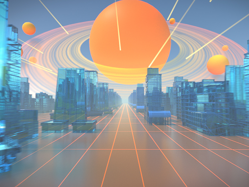 C4D阿诺德渲染 玻璃城市