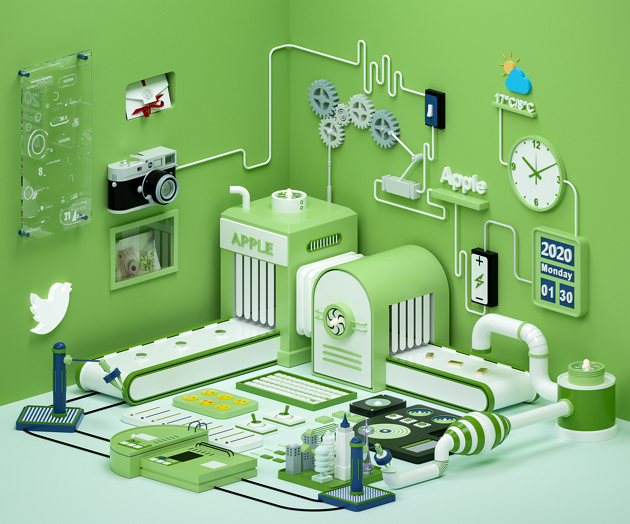 C4D练习作品，这事要从一只蝙蝠说起（图ZMTk2ODA3Mzky） - 场景 - 站酷设计师CMIngs原创素材 - 站酷ZCOOL