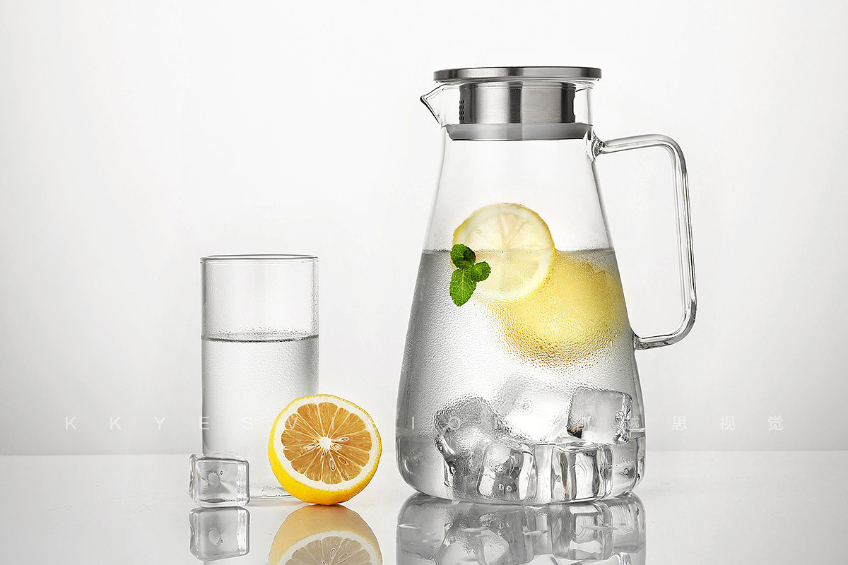 凉水壶 玻璃水杯 果汁杯 杯子静物拍摄商业摄影