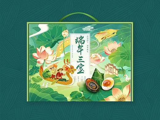 誉福园包装系列插画  大米  鱼   鸡   节日