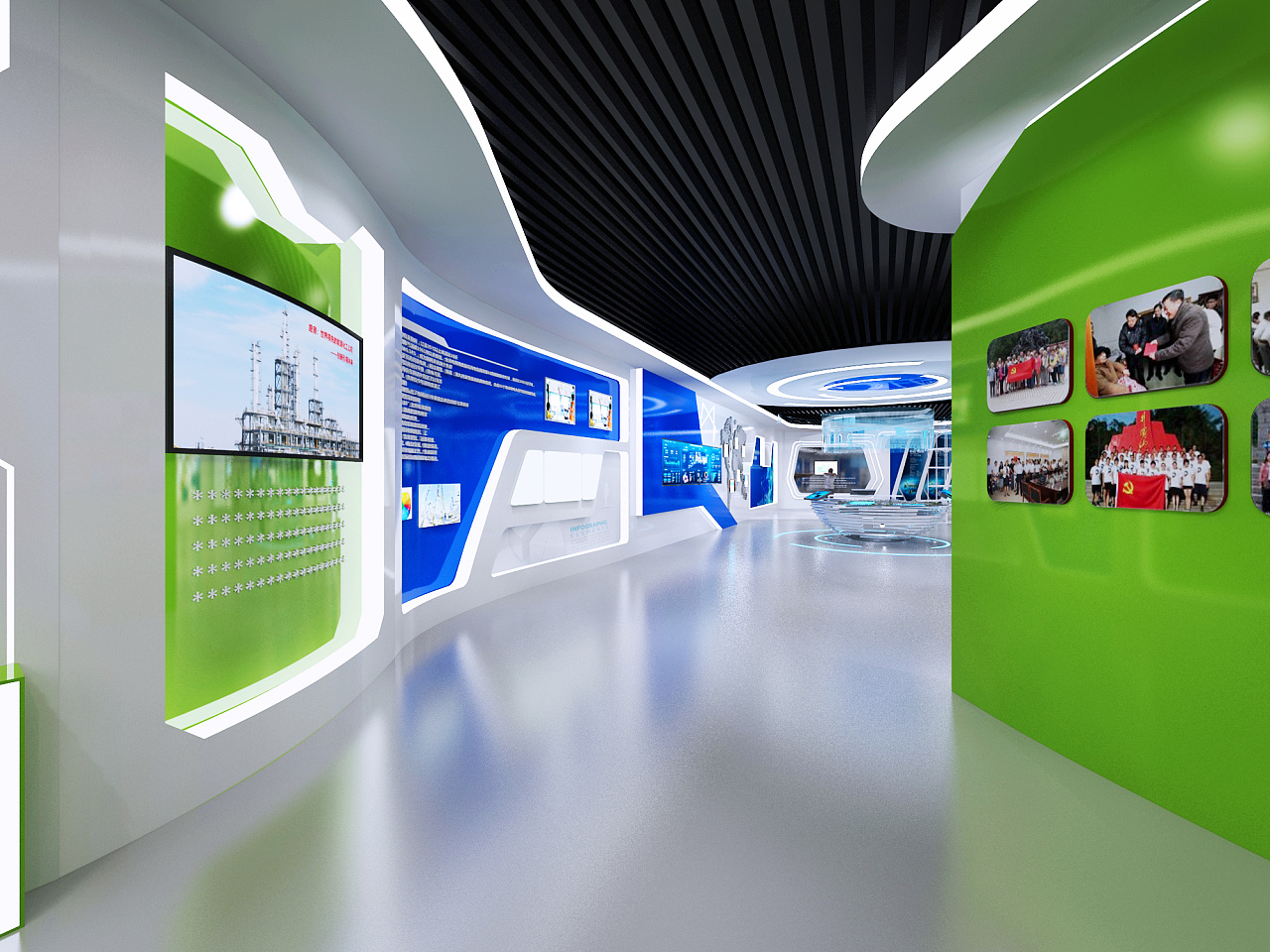 化工类企业展台科技感现代风3d效果图设计