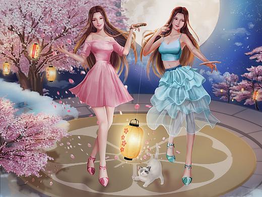 2019年明安旭中秋节首页插画