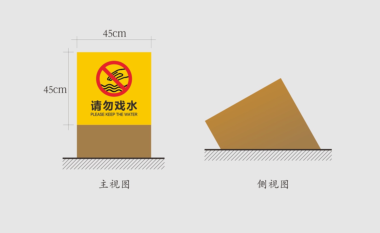 水景区提示牌示意图