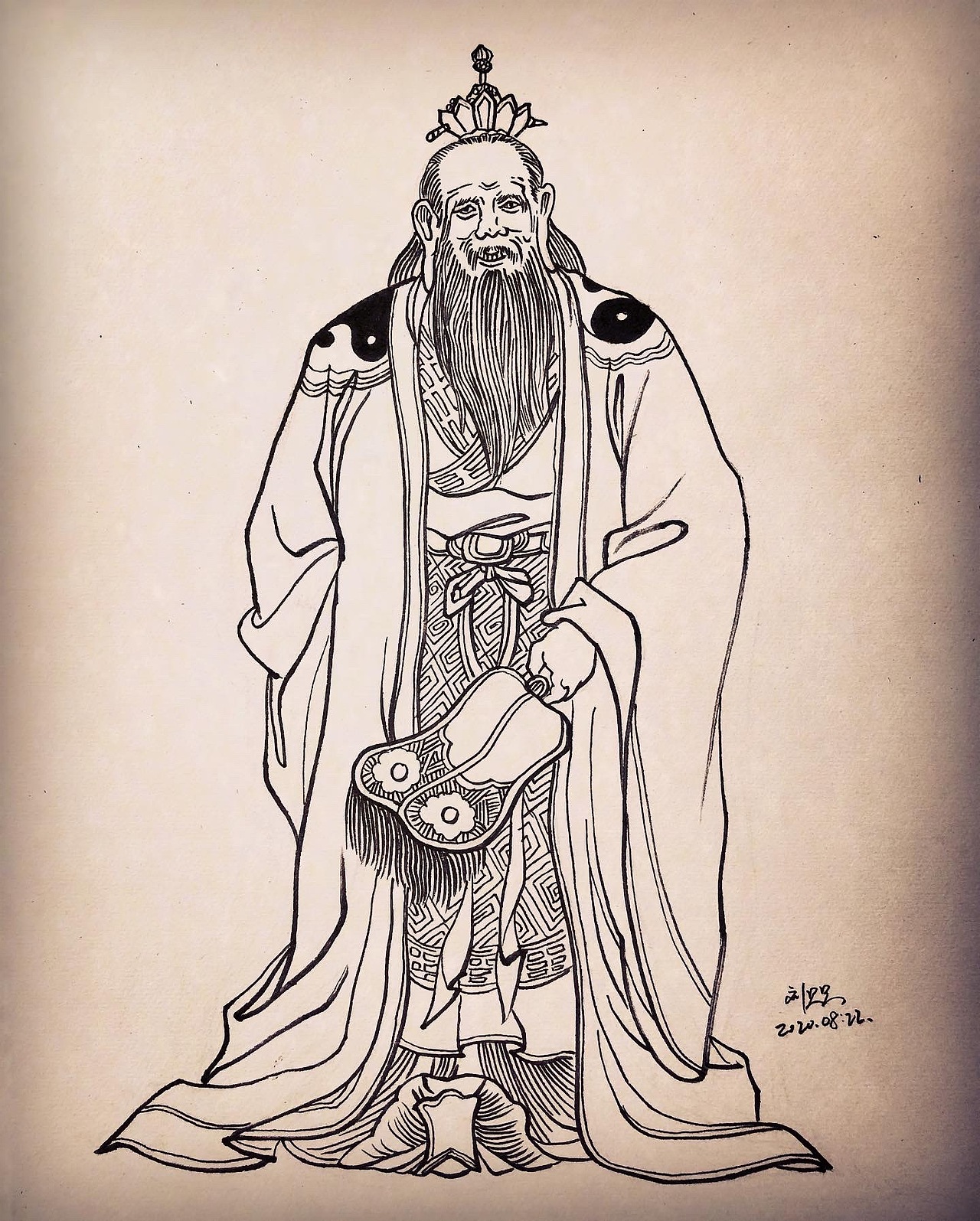 人物工笔白描手绘练习