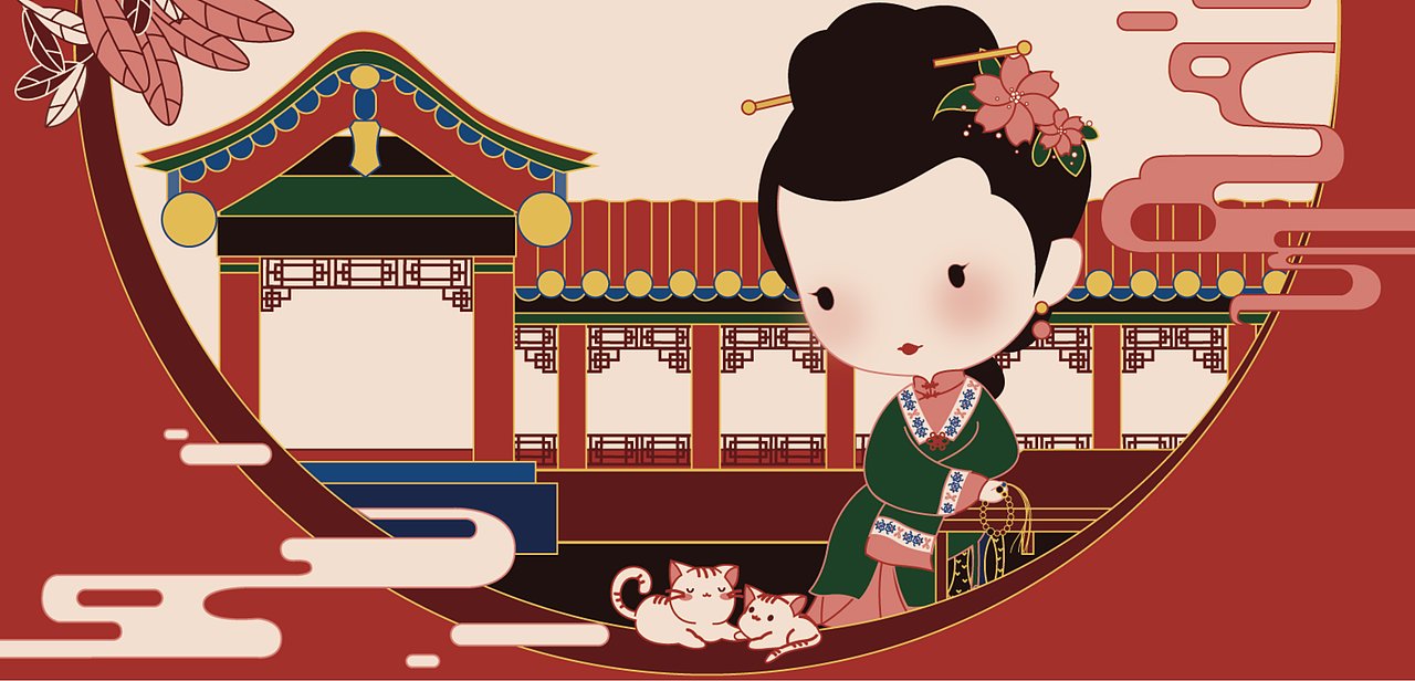 故宫美人q版插画