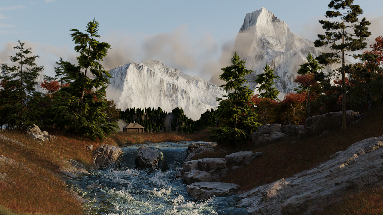 黄昏下的雪山|三维|场景|雨沐春风十里 - 原创作品 - 站酷 (zcool)