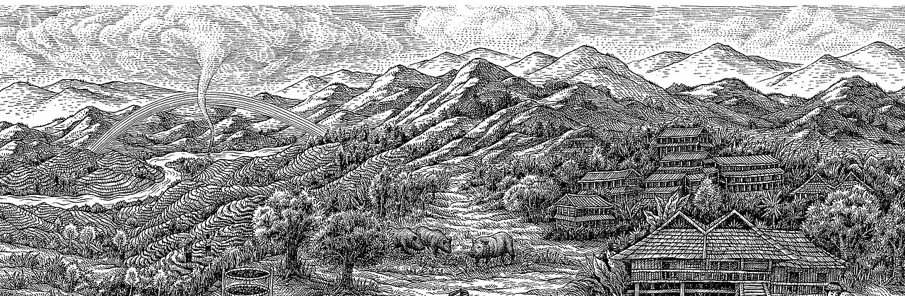 《七彩云南茶》手绘作品