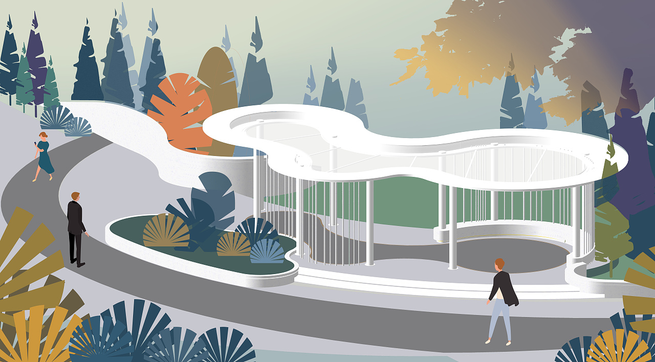 插画风景观效果图