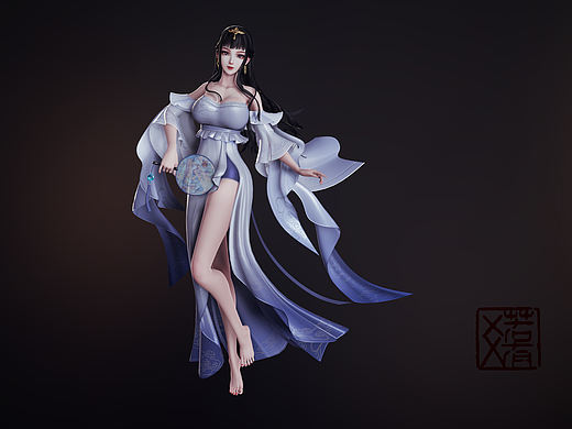 团扇少女