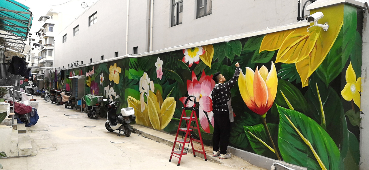 墙绘系列-上海小区景观墙