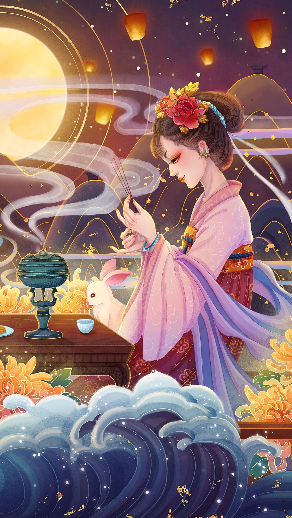 中秋插画——传统习俗_焰十月-站酷zcool