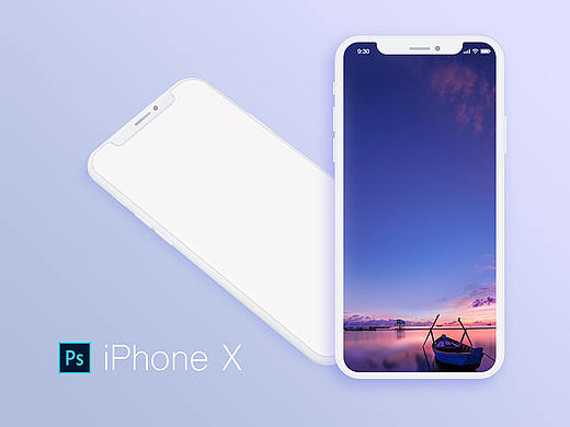 白色iPhone X PSD模板