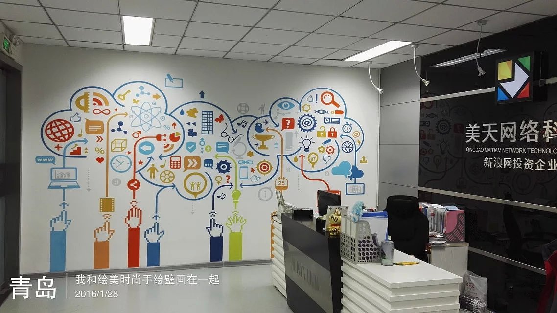 青岛绘美时尚装饰工程有限公司墙绘案例分享19（图ZNDEzMDc3NDA=） - 商业插画 - 站酷设计师青岛绘美手绘壁画原创素材 - 站酷ZCOOL