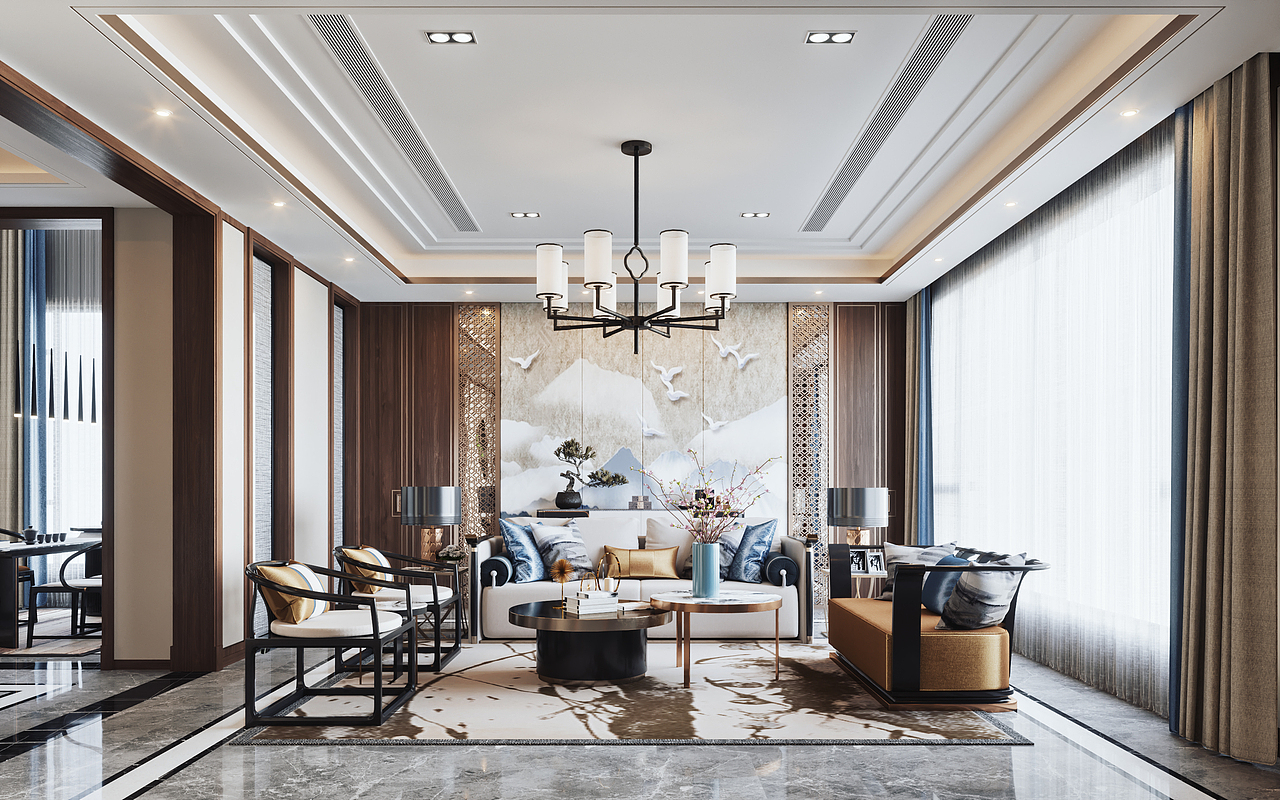 新中式与美式（图ZMjI2MjIxODcy） - 家装设计 - 站酷设计师大师一号壹哥原创素材 - 站酷ZCOOL