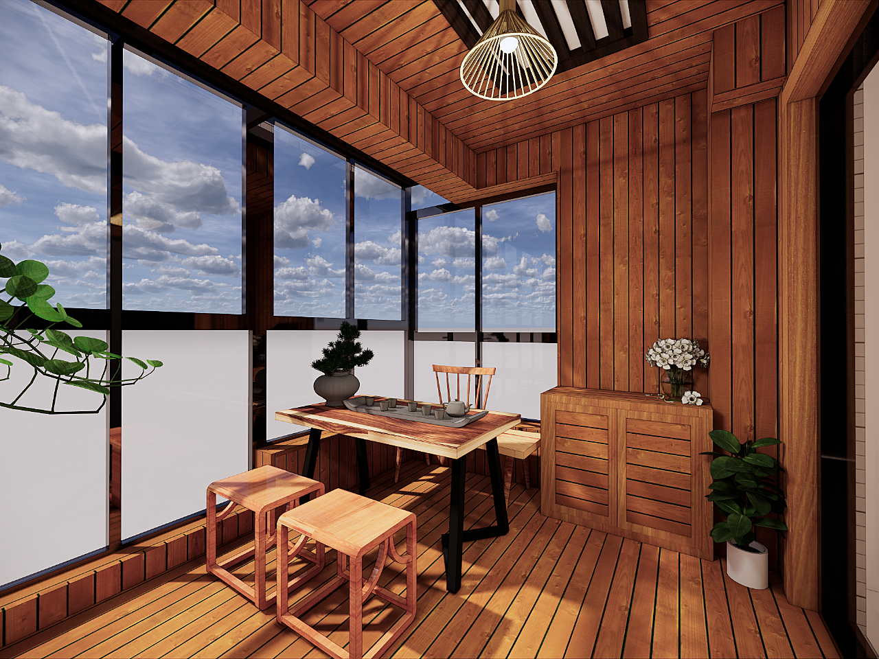 阳台的茶室|空间|家装设计|大雅0523 - 原创作品 - 站酷 (ZCOOL)