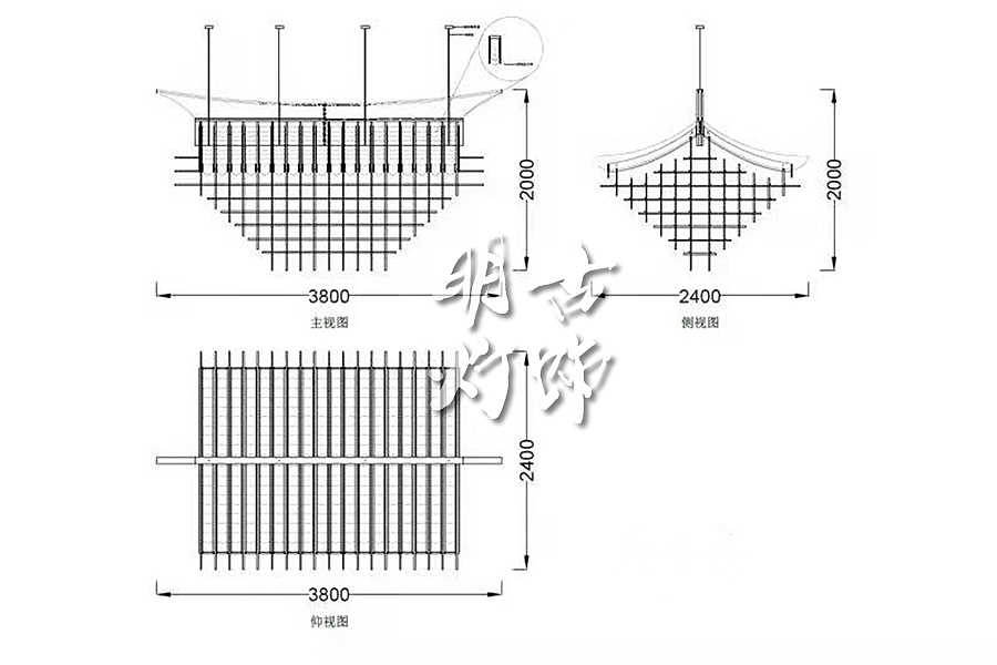 新中式木艺屋檐吊灯定制设计（图ZMjg0NDkyMDQw） - 商业空间设计 - 站酷设计师明古灯饰定制图库原创素材 - 站酷ZCOOL