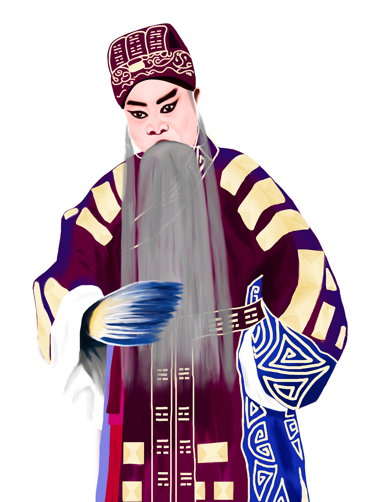 秦腔戏曲人物绘画-诸葛亮