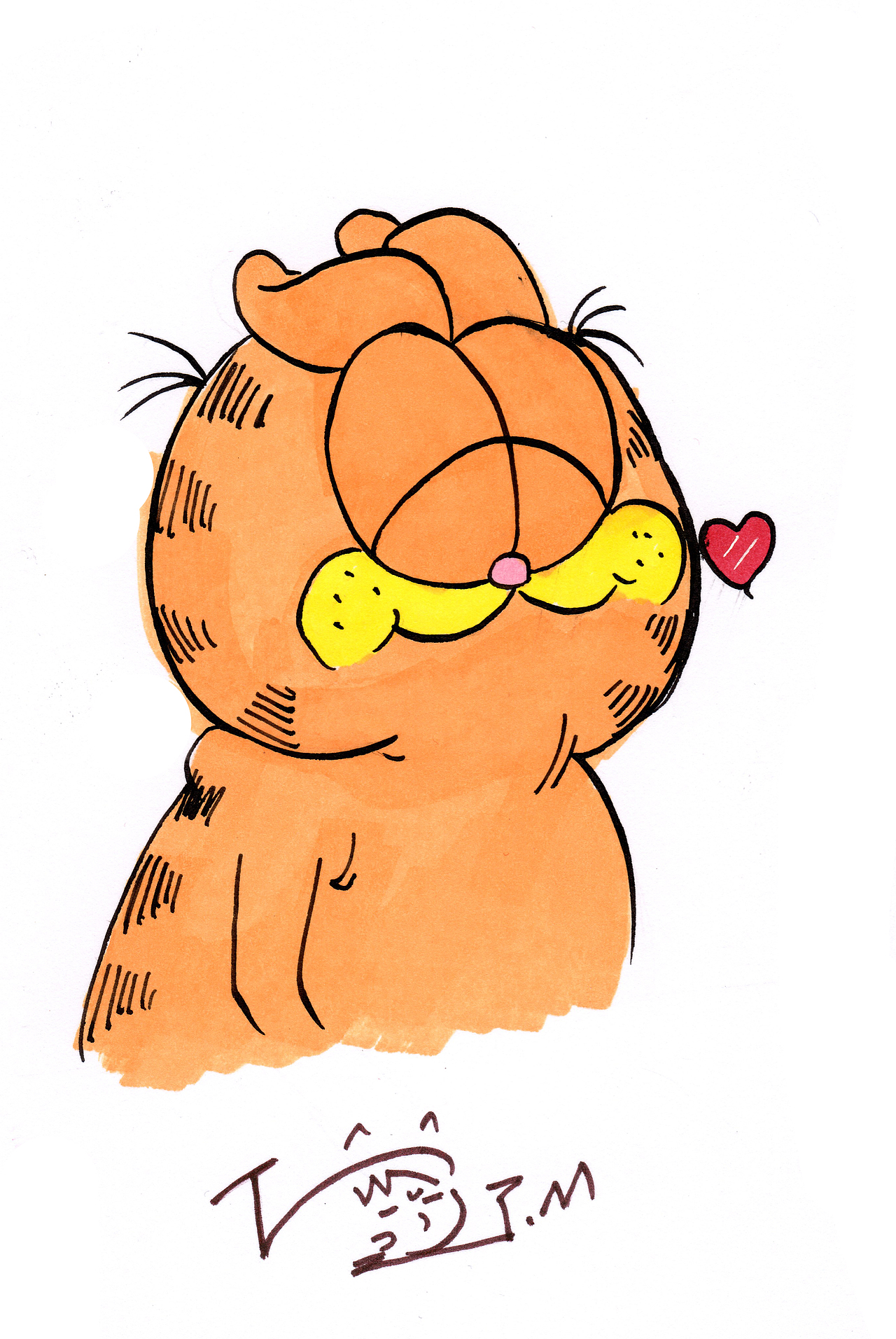 手绘马克笔加菲猫