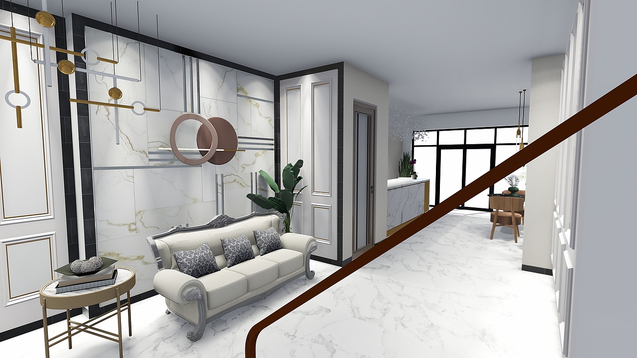 足疗店内部座椅休闲区和景观区设计