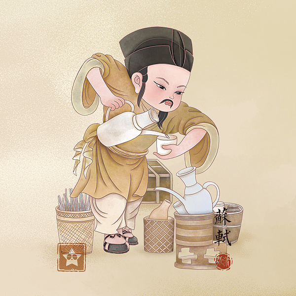 斗茶图|插画|艺术插画|对儿双生_张潇 - 原创作品 - 站酷 (zcool)