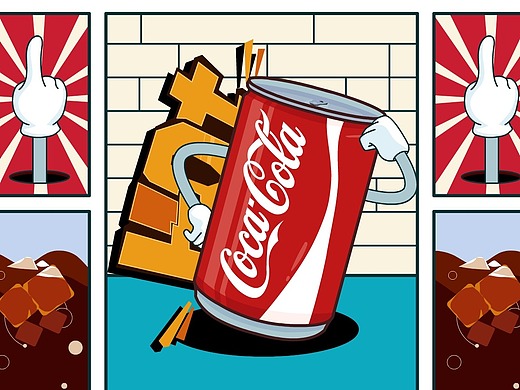 可口可乐复古插画海报