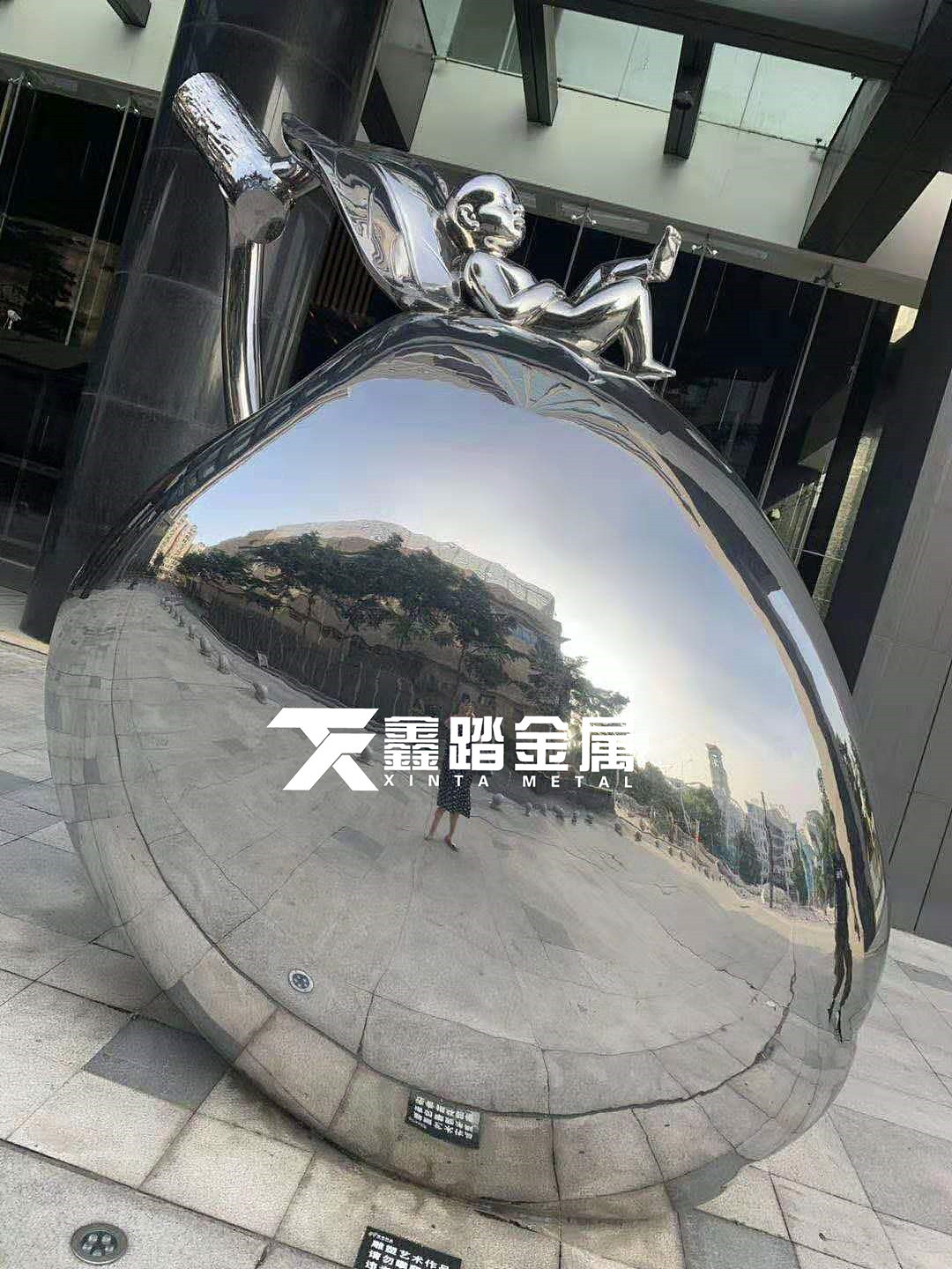 不锈钢仿真水果雕塑 苹果雕塑 公园展示区景观小品雕塑
