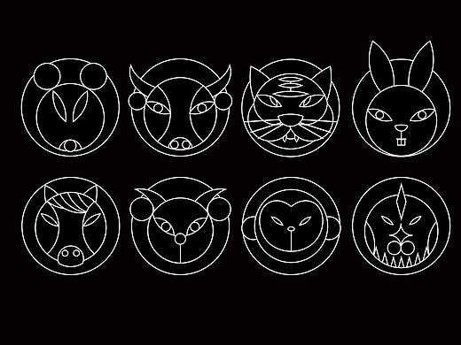 十二生肖几何图案设计