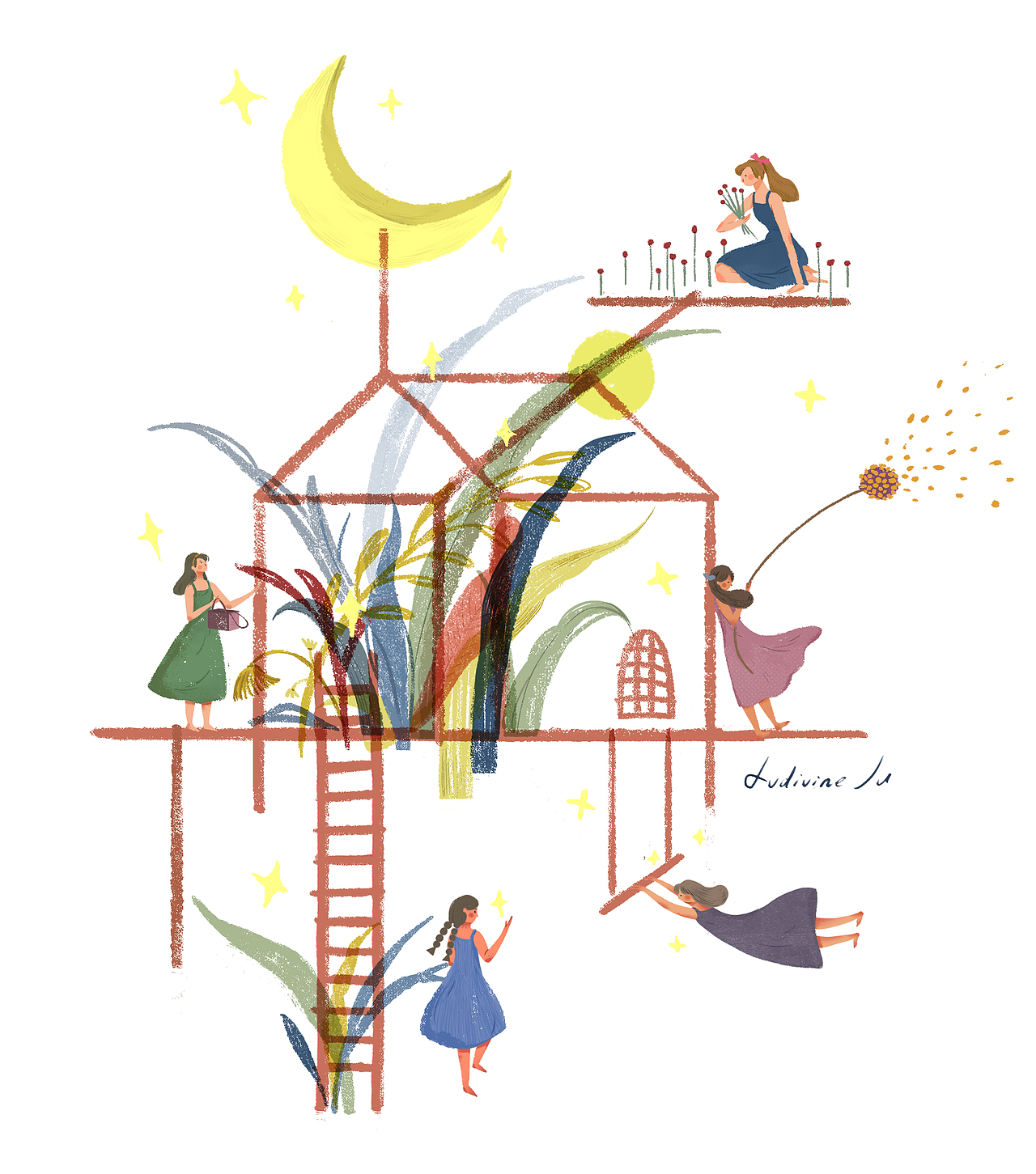 拥抱一束春天（图ZMjA2Mjk2Njk2） - 商业插画 - 站酷设计师转转ludivine原创素材 - 站酷ZCOOL