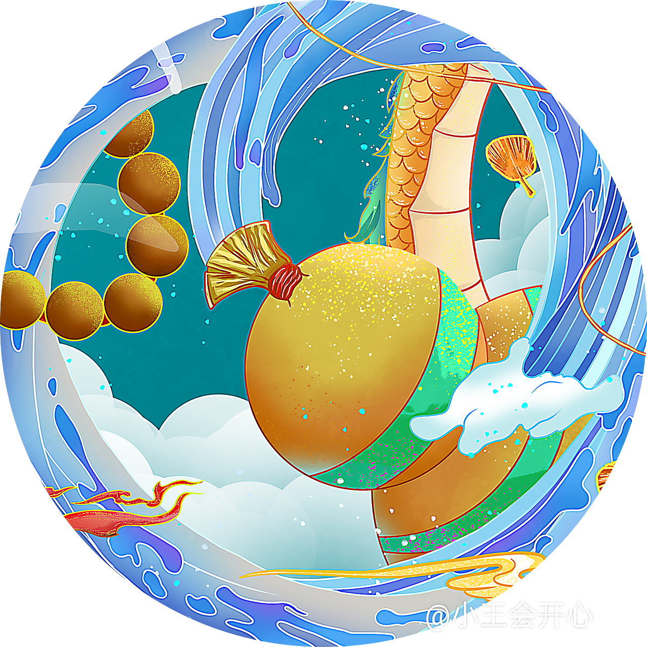 国潮《降龙图》（图ZMzA4NDMzMjA0） - 创作习作 - 站酷设计师小王会开心原创素材 - 站酷ZCOOL