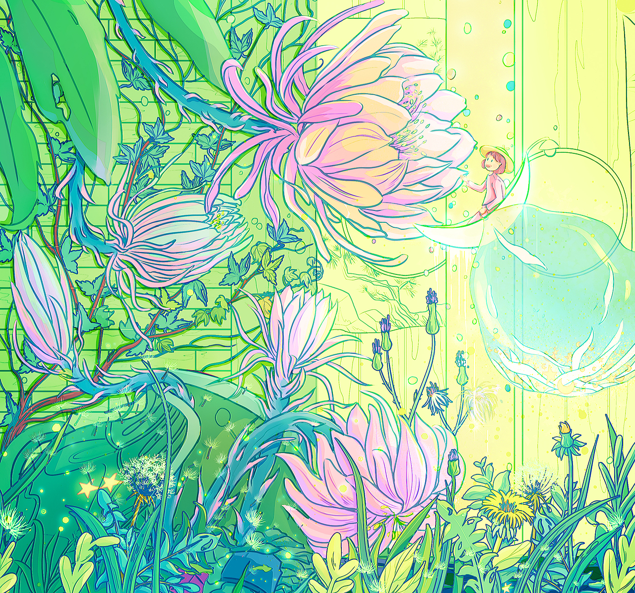疯狂生长，万物之春（图ZMzM2MTA4NjY4） - 商业插画 - 站酷设计师薯条ALing原创素材 - 站酷ZCOOL
