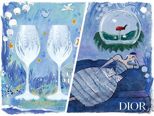DIOR MAISON 铃兰花系列餐具插画创作 - Procreate