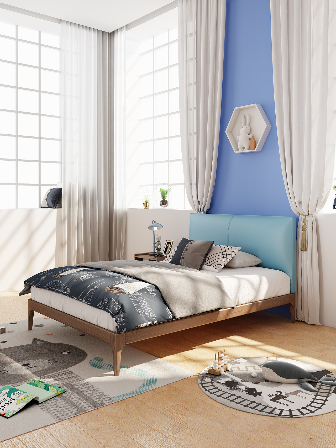 家具电商渲染-实木软包儿童款床（图ZMjczOTAzMDg4） - 产品 - 站酷设计师氷奈冰丶瞬原创素材 - 站酷ZCOOL