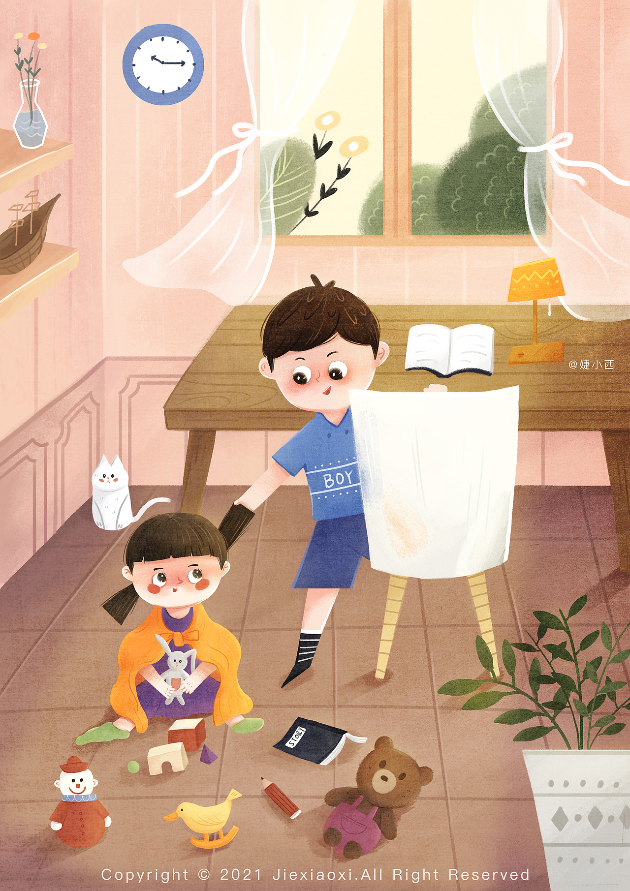 兄妹历险记儿童绘本（图ZMjQzOTAyOTY4） - 儿童插画 - 站酷设计师婕小西原创素材 - 站酷ZCOOL